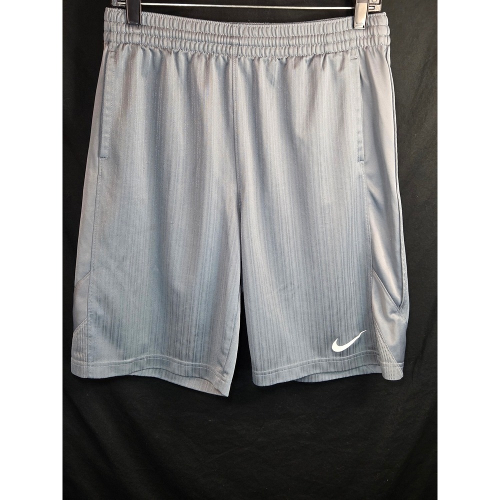 Nike Boys XL Gray Athletic Training Shorts Mesh Stripe Basketball baggy long